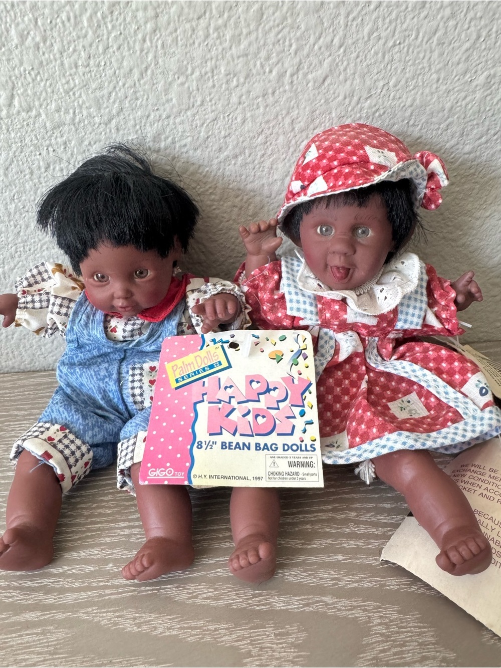 Happy Kids 8.5” bean bag dolls -palm dolls GiGO toy - dark skinned